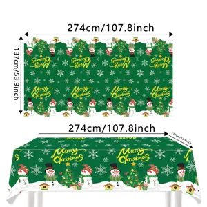 Christmas disposable PE tablecloth with snowman and tree pattern 274x137cm party decor