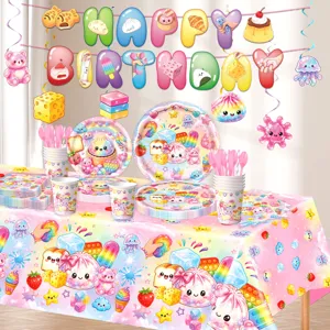 Süßes kawaii dumpling thema geburtstag party zubehör set mit pappteller und tischdecke