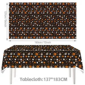 Halloween disposable waterproof oilproof tablecloth featuring scary pumpkin and skeleton prints.
