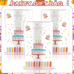 Birthday party gift bags plastic disposable decorative favor bags with cute cake print design
