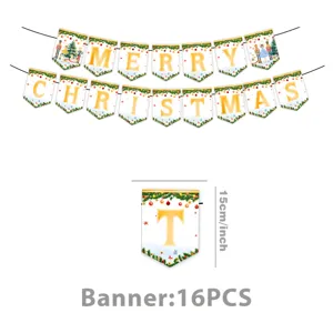 Kerstfeest hangende banner decoratie set met 16 stuks feestelijke vlaggen voor vakantie evenementen.
