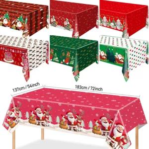 Tovaglia rettangolare usa e getta di Natale impermeabile con Babbo Natale per festa.