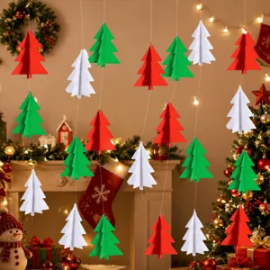 Kerstboom hangende papier decoratie 3D feestelijk feestartikelen rood groen wit 1st