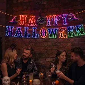 Halloween LED Neon Schild Banner Party Dekoration bunte hängende Lichter für drinnen