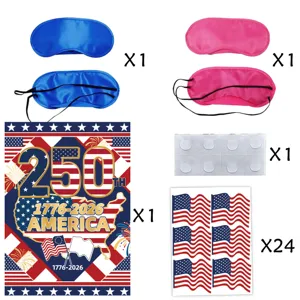 US 250th Anniversary party set with eye masks, commemorative banner and flag stickers.