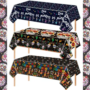 Day of the Dead tablecloth waterproof disposable PE skull party table cover decor 1pc