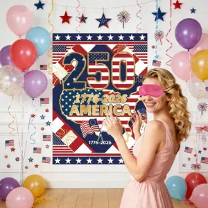 US Independence Day 250th Anniversary Party Banner And Patriotic Backdrop Supplies