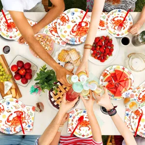 Set da tavola per feste usa e getta con tema granchio estivo piatti di carta tazze