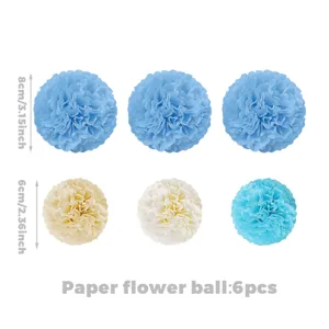 6pcs paper flower balls set fluffy pom poms party baby shower wedding decoration