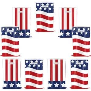 US patriotic star stripe plastic shopping bags party favor gift packaging bags set