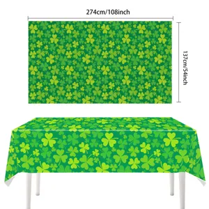 St. Patrick's Day Tischdecke Kleeblatt Einweg Party Tischabdeckung Grün 274x137 cm