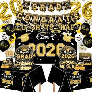 Klasse 2026 Abschlussfeier Dekorationen Banner Hängende Wirbel Pappteller Becher Servietten Tischdecke Herzlichen Glückwunsch