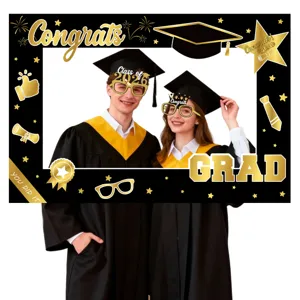 2026 oggetti di scena per photobooth di laurea cornice festa nero oro decorazioni