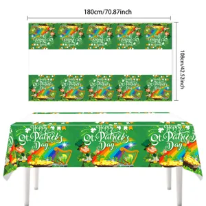 St. Patrick's Day Einweg Tischdecke grüne Kleeblatt Tischabdeckung Party Deko 180x108cm