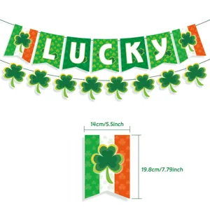 St. Patrick's Day Kleeblatt Glücksbanner Party Deko Zubehör mit genauen Maßen.