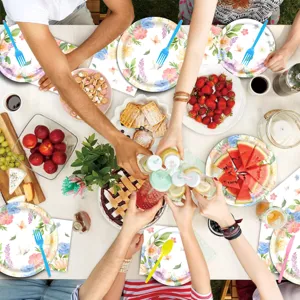 Frühlingsblumen Schmetterling Party Pappgeschirr Szene Detailansicht für Geburtstag