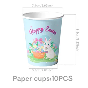 Osterhase Pappbecher Variante, hellblaue festliche Party Geschirr, 10 Stück Packung.