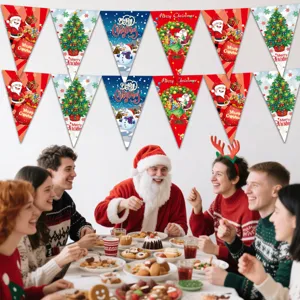 Christmas party decoration bunting banner flags hanging decor festival supplies set