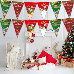 Christmas party hanging banner festive triangular pennant decoration flags for holiday setup