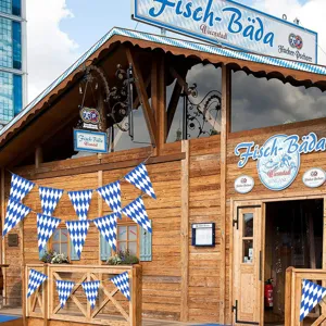 Oktoberfest blue and white diamond party bunting flags decoration banner for festival events.