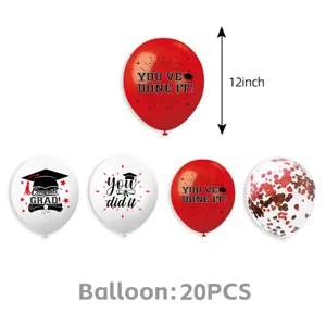 2026 graduation party decoration 12inch balloons set 20pcs red and white party supplies