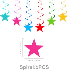 Colorful star hanging spiral decorations party supplies set, perfect for birthday celebration.