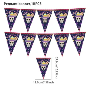 Details des mexikanischen Tag der Toten Party Wimpelbanners mit Maßen und Mustern.