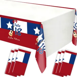 Chilean Independence Day disposable tablecloth and napkins set for holiday party decoration.