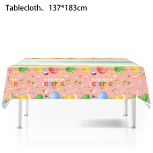 Oster Tischdecke rosa Hase Eier Muster Tischabdeckung für Frühlingsparty Deko 137x183 cm