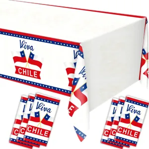 Chile Independence Day disposable tablecloth, Viva Chile theme party decoration supply.