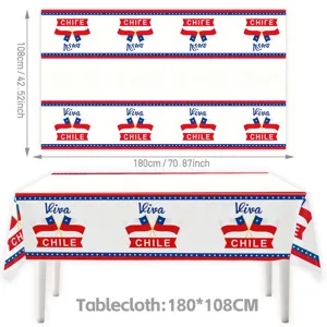 Disposable Chile National Day theme tablecloth, 180x108cm festival party table decor.