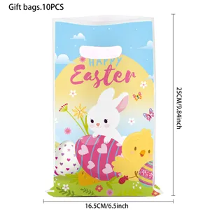 Pâques sacs cadeaux plastique mignon lapin poussins fête sachets friandises 10pcs