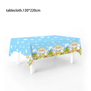 Blau Oster Tischdecke 130x220cm Hase Ei Druck rechteckige Tischabdeckung Party Deko