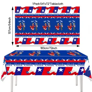 Chile Independence Day themed tablecloth, 54x72 inch disposable party table cover decoration.