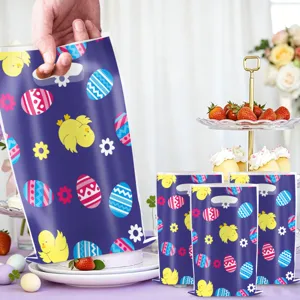Sacs cadeaux jetables imprimés d'œufs de poussin de dessin animé de fête de Pâques.