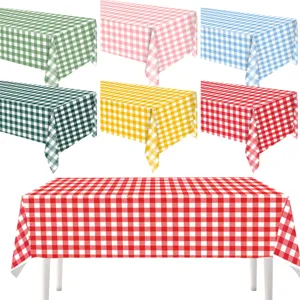 Colorful checkered tablecloth waterproof picnic party table cover rectangular disposable mats
