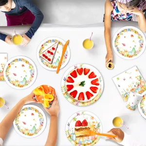 Herbst Ahornblatt Kürbis Thanksgiving Party Einweg Pappteller Becher Servietten Set