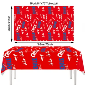 Chile Independence Day themed red tablecloth 54x72 inch festival party decoration main view.
