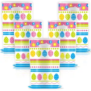 Sacs cadeaux en plastique pour fête de Pâques avec impression d'œufs colorés, sacs fourre-tout.