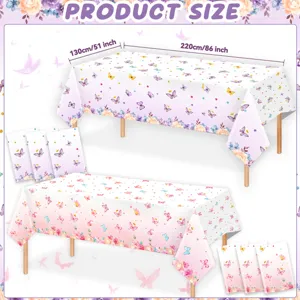 Spring butterfly floral disposable PE tablecloth table cover party decor 130x220cm