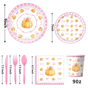 Set de vajilla descartable de fiesta calabaza platos de papel vasos servilletas 9 pulgadas dec
