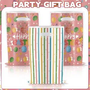Sac cadeau de fête de Pâques en plastique jetable lapin œuf imprimé sac à main snack emballage