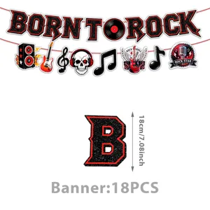 Set de banner de fiesta temática de calavera rock 18pcs suministros colgantes para eventos