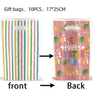 Sacs cadeaux de Pâques 10pcs 17x25cm œuf de dessin animé lapin imprimé sacs en plastique