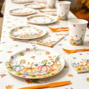 Herbst Erntedank Party Einweg Pappteller Becher Servietten Geschirr Set Deko