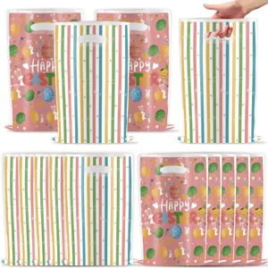 Sachets cadeaux de fête de Pâques sacs en plastique avec charmants motifs de lapin et d'œufs