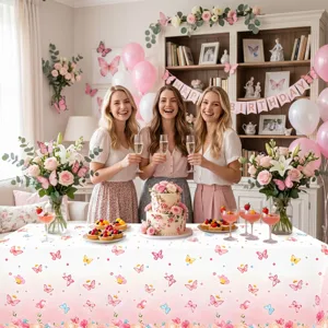 Spring butterfly flower printed disposable PE tablecloth for birthday party decoration picnic supplies