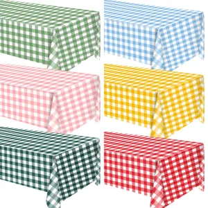 Checkered Disposable Tablecloth Waterproof Oil-Proof Plastic Table Cover For Picnic Birthday Party Outdoor Decoration Rectangular Tablecloth