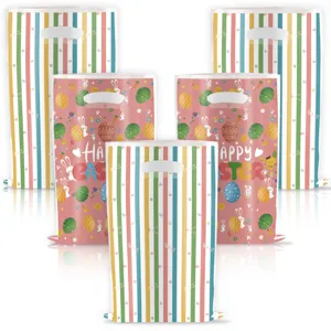 Sacs cadeaux de Pâques avec mignons œufs de lapin imprimés fournitures d'emballage.