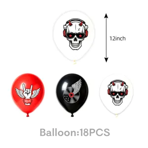 Globos de fiesta calavera rock 12 pulgadas juego de globos de látex para decoración de cumpleaños 18p